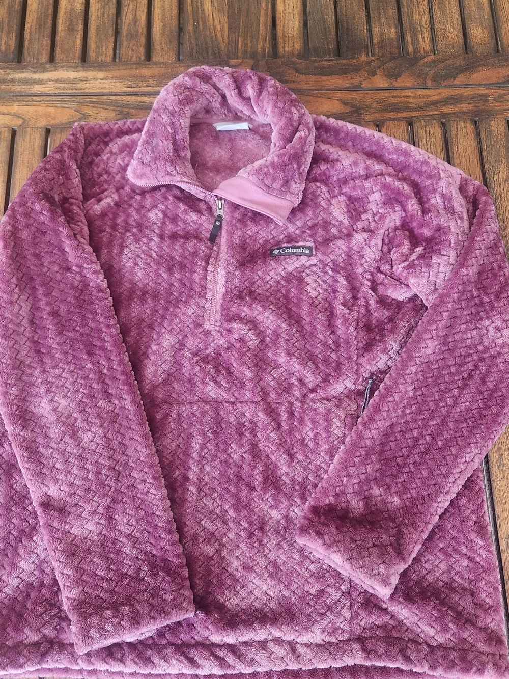 Columbia Fire Side II Sherpa Fleece Pullover Jacket Womens Medium Purple 1/4 Zip